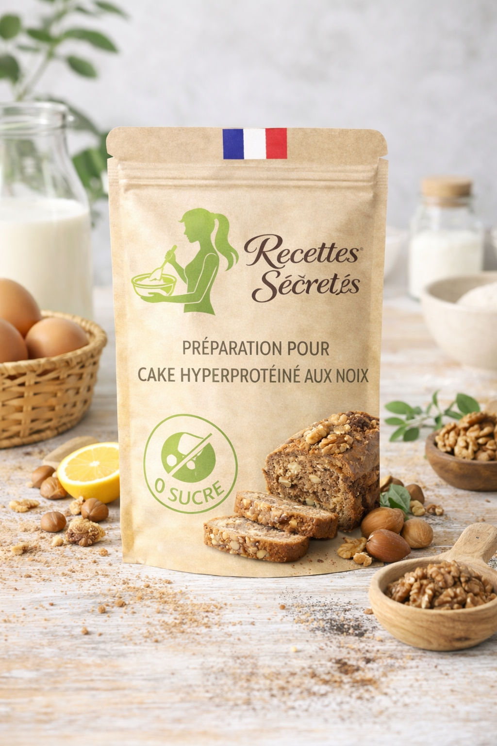 Préparation pour cake aux noix hyperproteiné 0 sucre