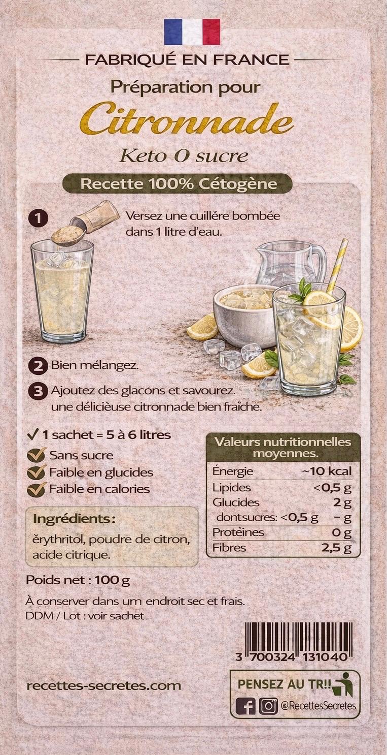 Préparation Citronnade Keto 0 Sucre